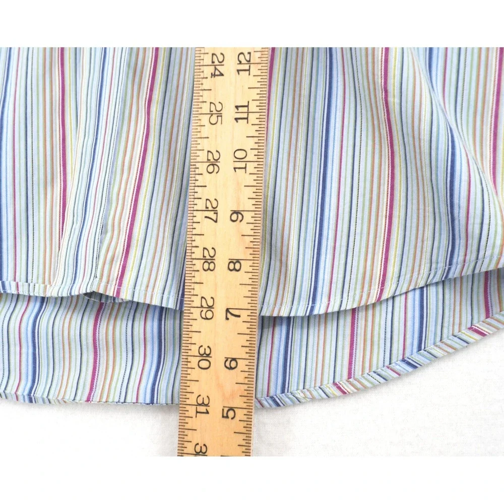 Alan Flusser‎ Men's Medium Multicolor Striped Cotton Button-Down Shirt